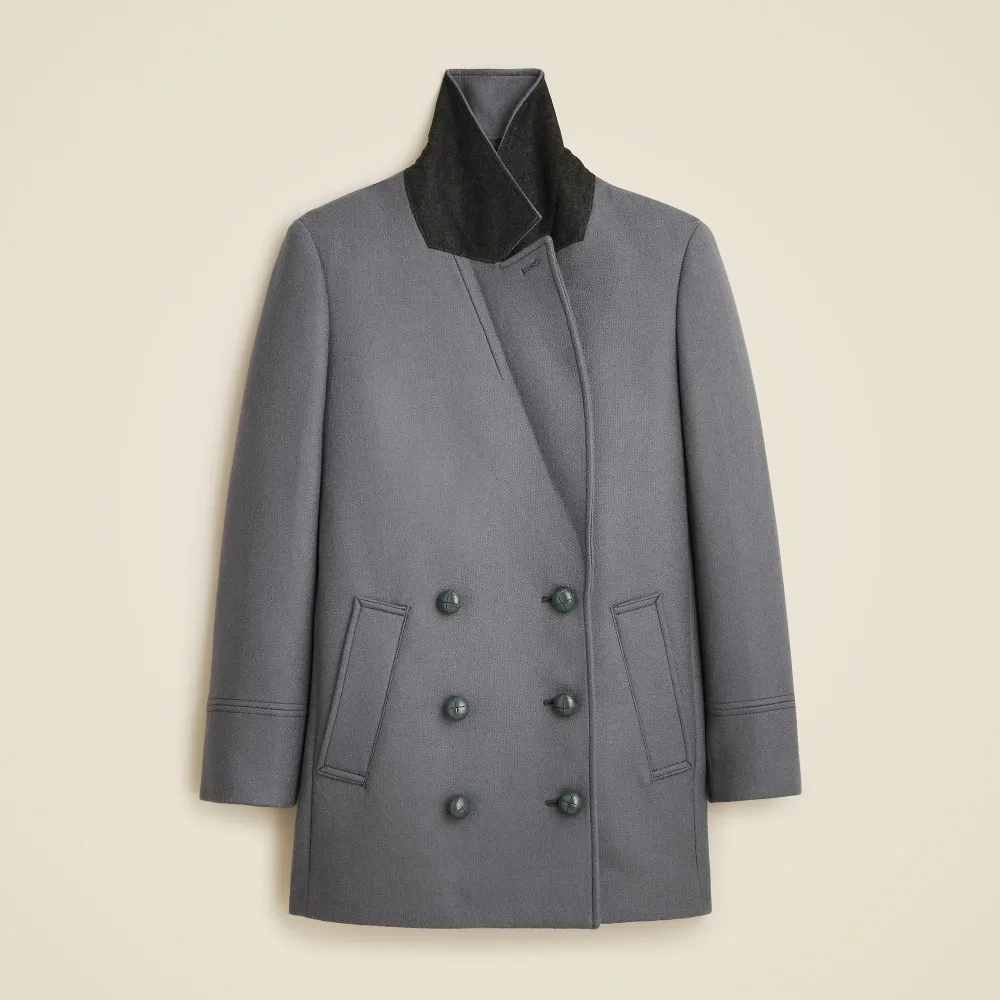 Button Front peacoat wool-blend