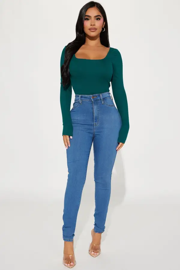 Feeling Fine Ribbed Bodysuit - Teal