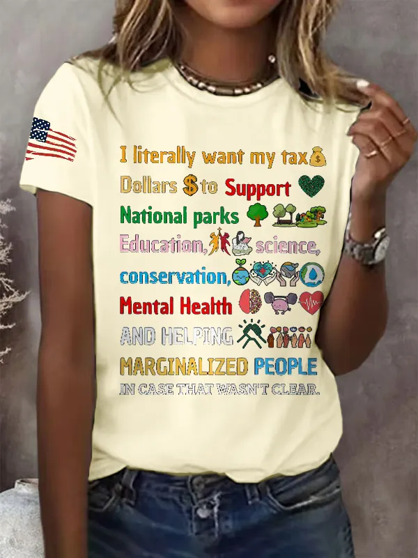 Women'S Support National Parks Print Round Neck T-Shirt