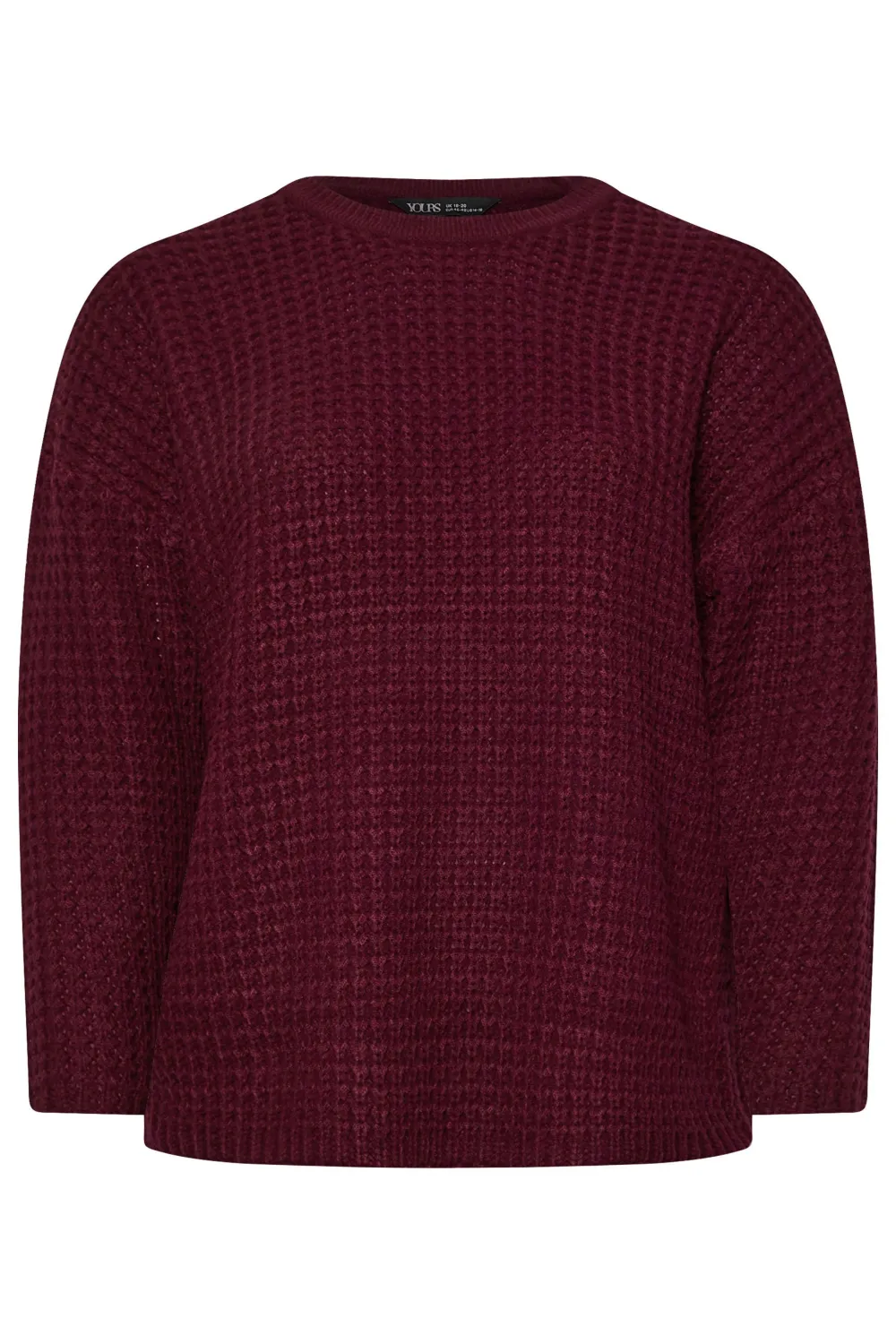 YOURS Curve Stone Brown Waffle Knit Jumper