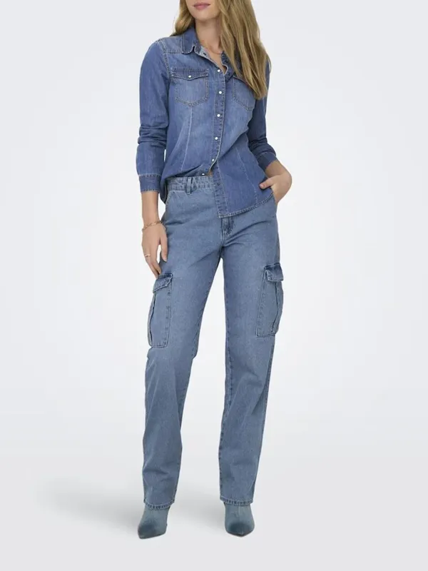 Breast Pocket Casual Style Blouses