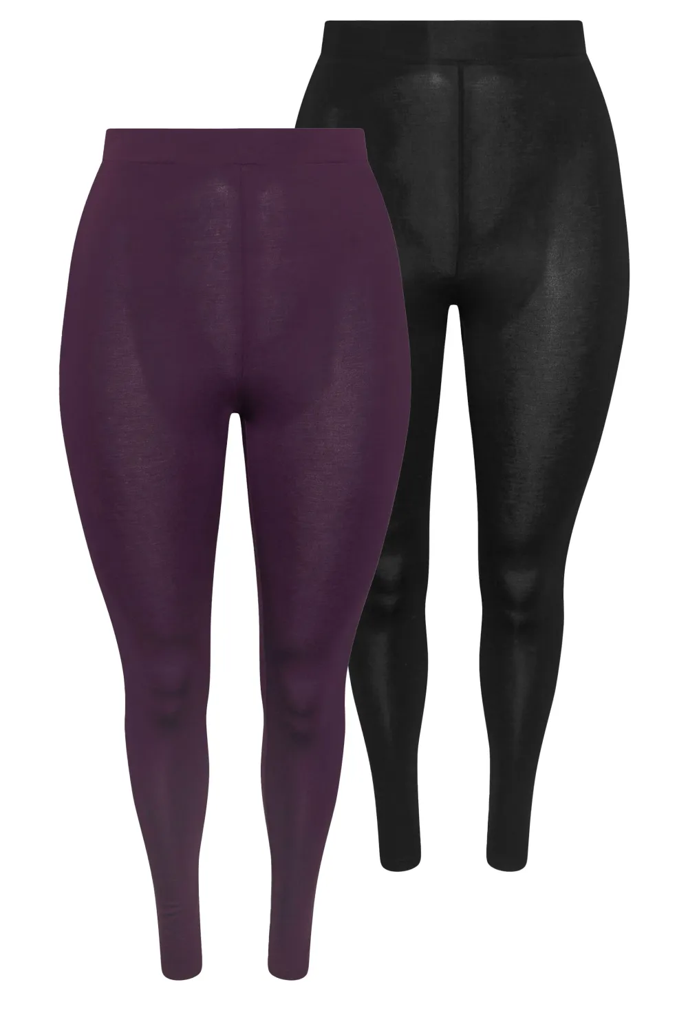 YOURS 2 PACK Curve Charcoal Grey & Black Soft Touch Stretch Leggings