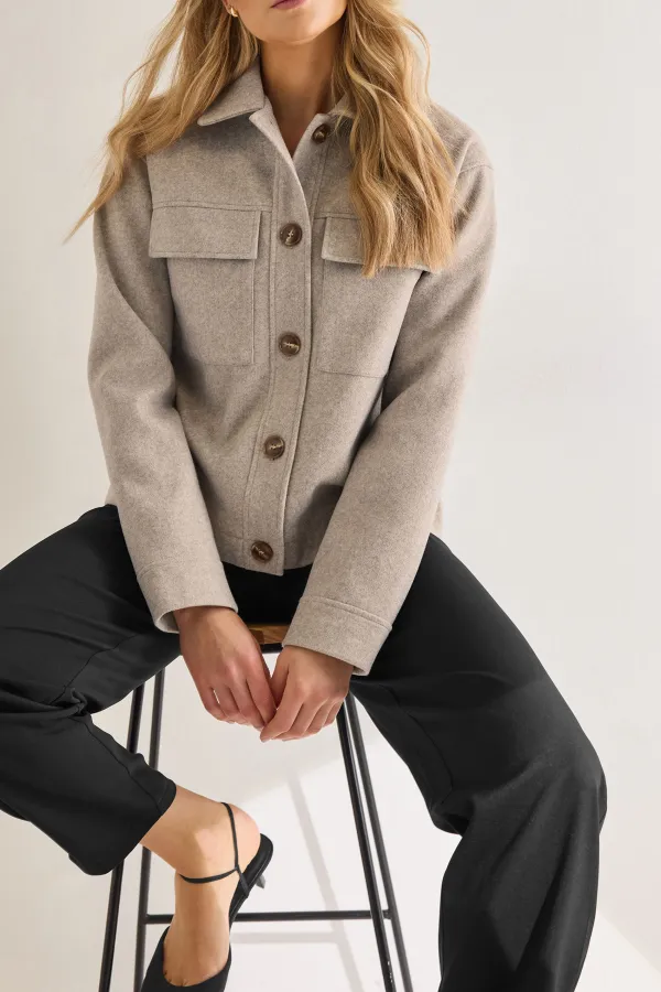 Casual Style Beige Brown Soft Touch Jacket