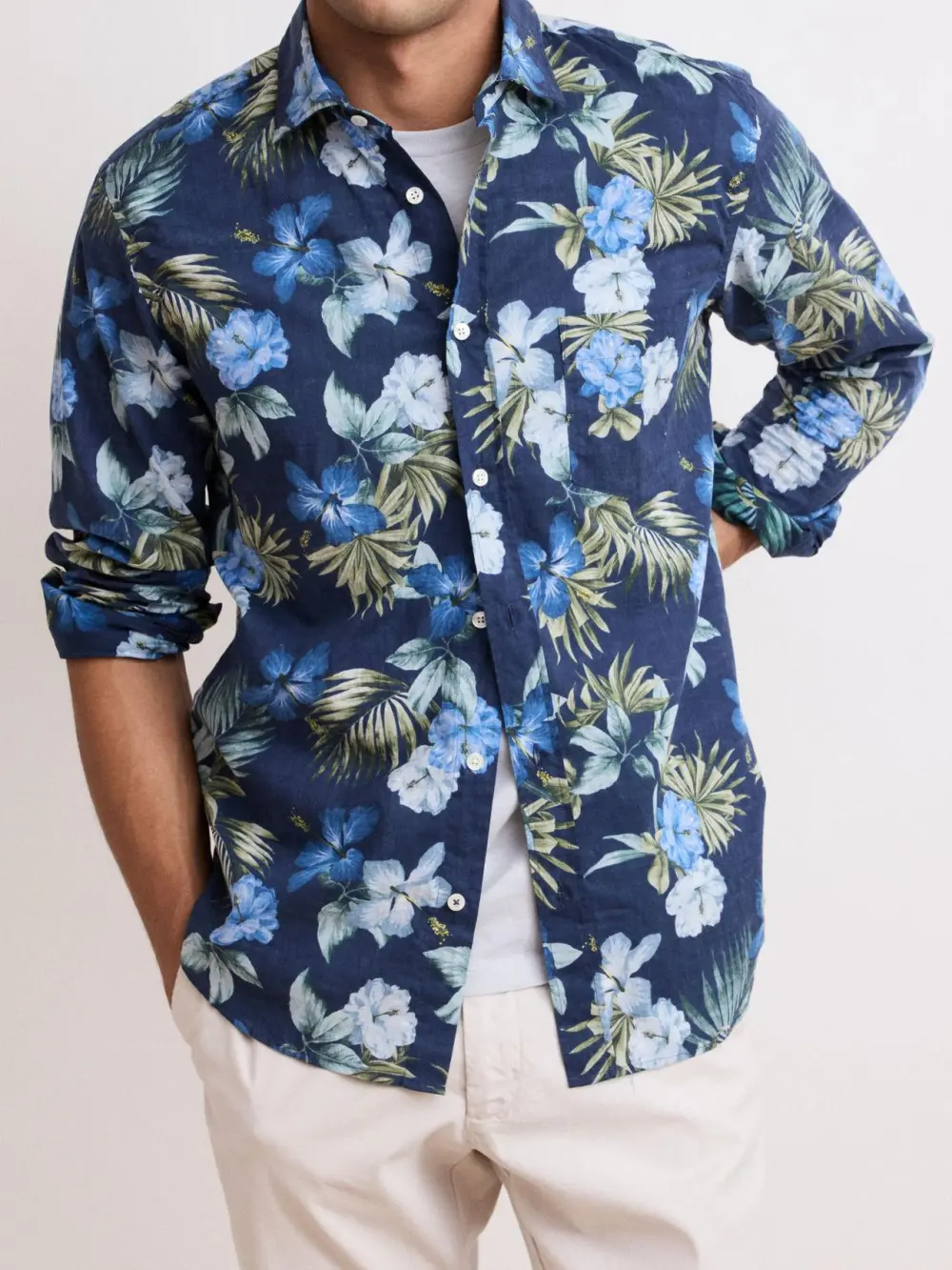 Casual Soft And Comfortable Light Blue Print Shirt