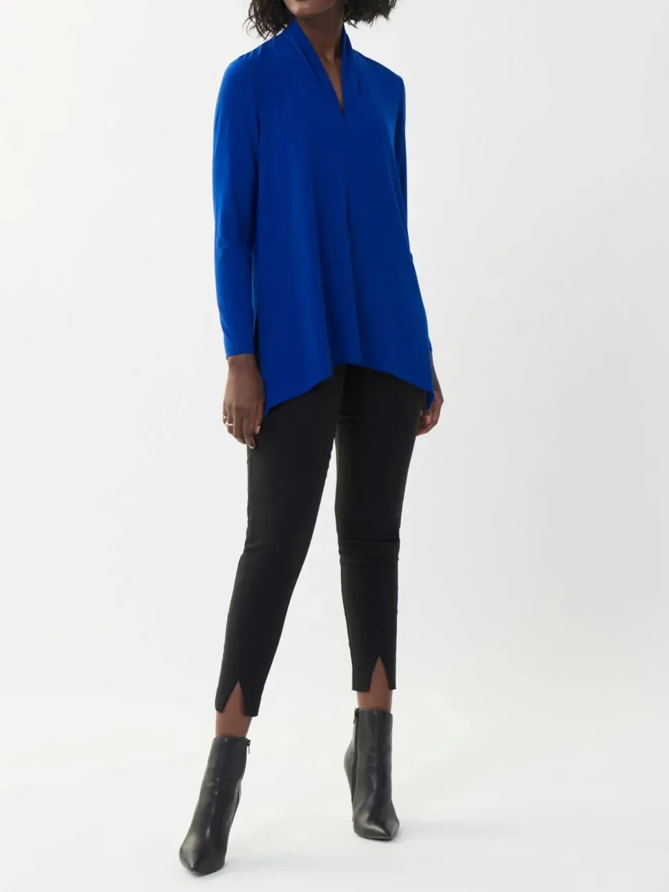 Royal Blue Long - Sleeve V - Neck Blouse
