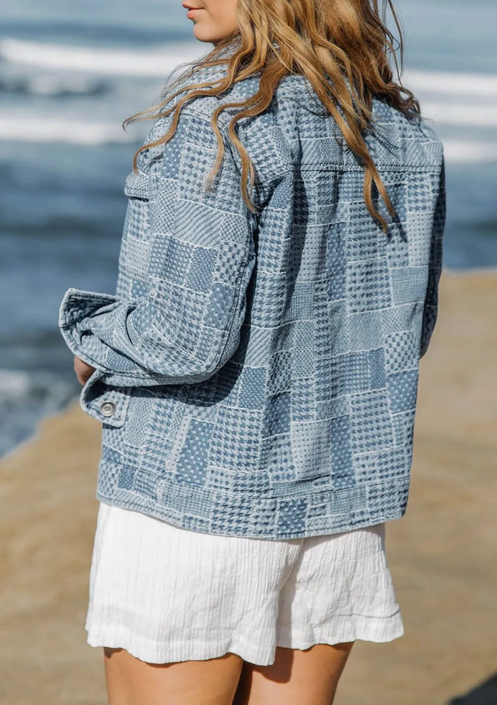 Patchwork Plaid Button Up Jacket
