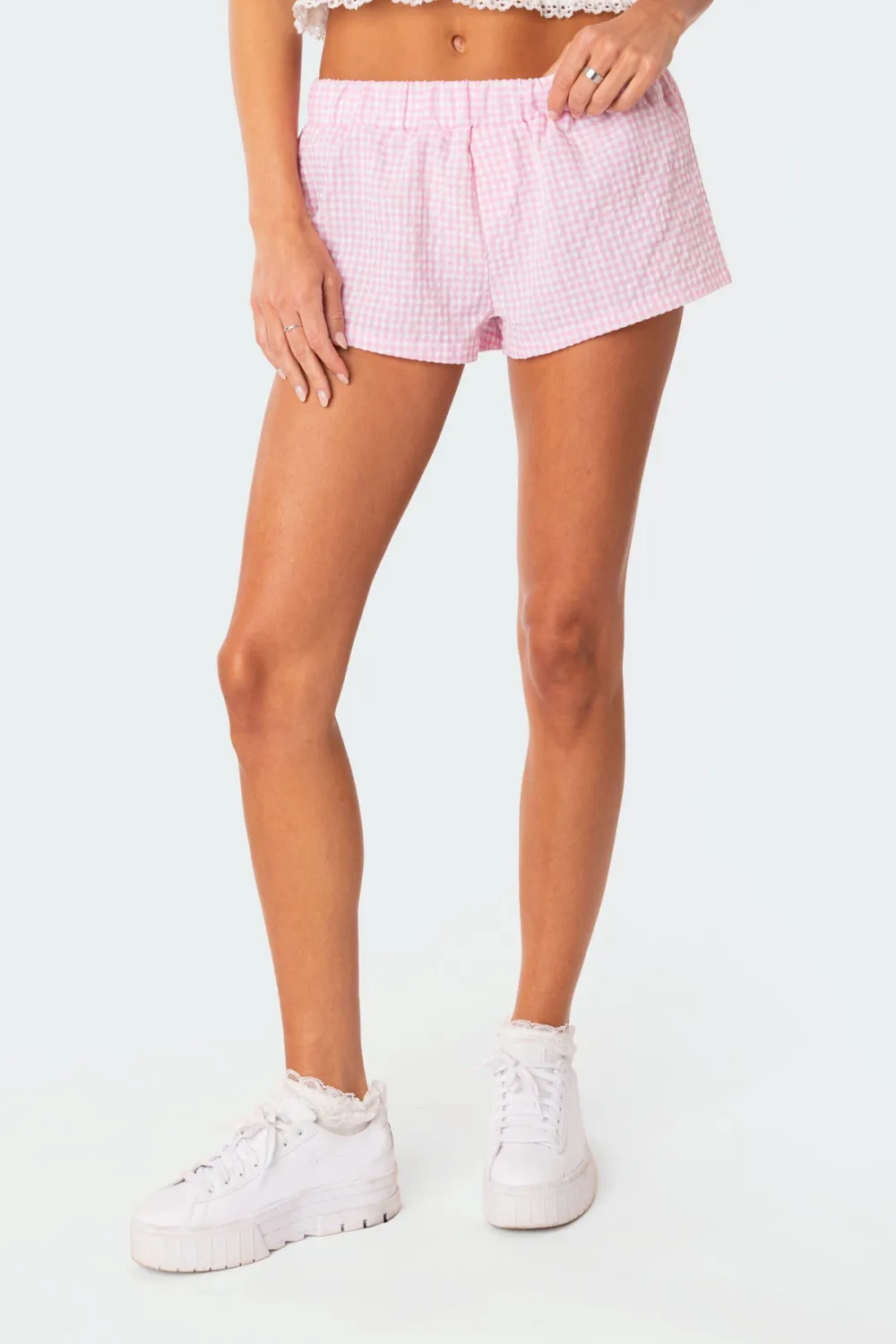 Gingham Pattern Casual Shorts