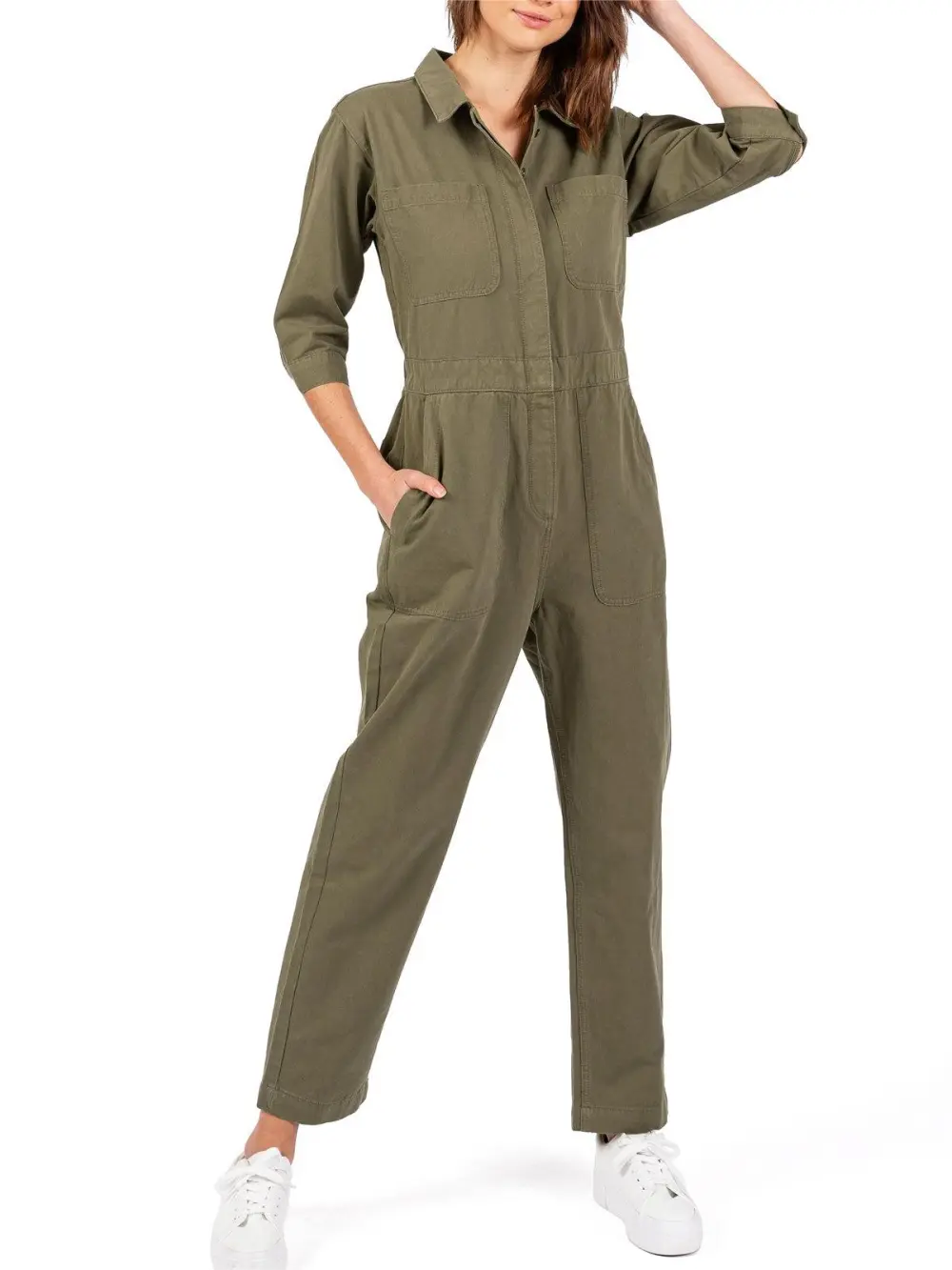 Pocketed Coverall Aviator Jumpsuit
