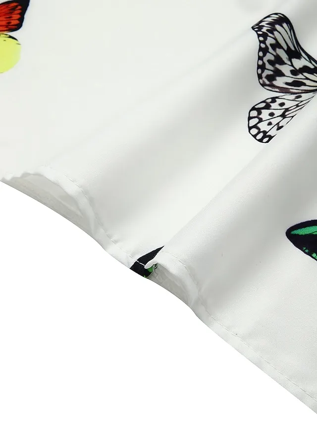 Women's Shift Dress Swing Dress Long Dress Maxi Dress Green Blue Grey White Black Long Sleeve Feather Butterfly Pocket Print Summer Spring V Neck Stylish Casual Dress 2023 S M L XL XXL XXXL 4XL 5XL