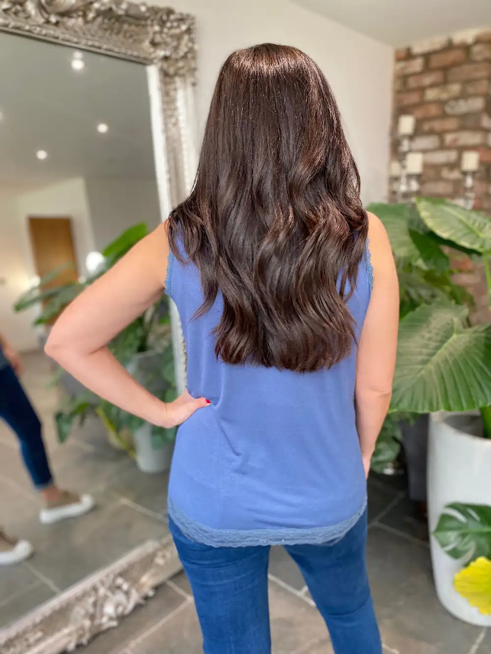 Denim Lace Trim Vest Top Ruth