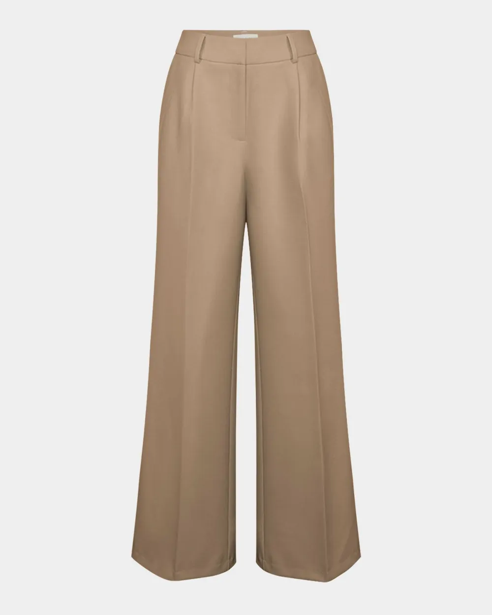 Straight Wide Leg Silhouette Pants -Warm Taupe