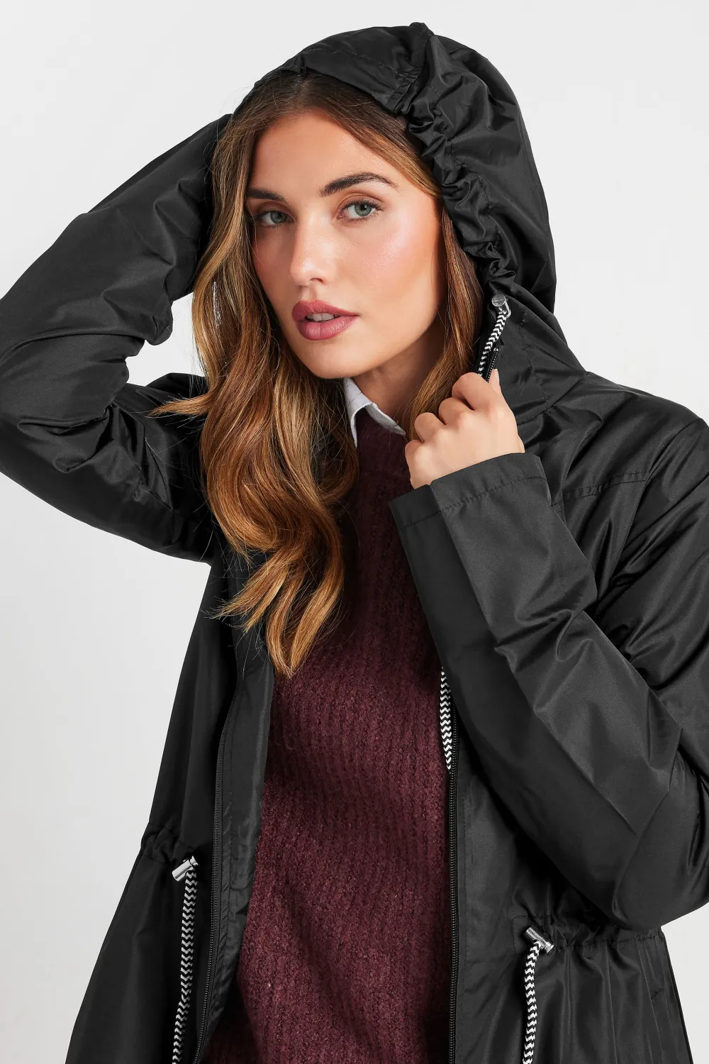 LTS Tall Black Dalmatian Print Pocket Parka