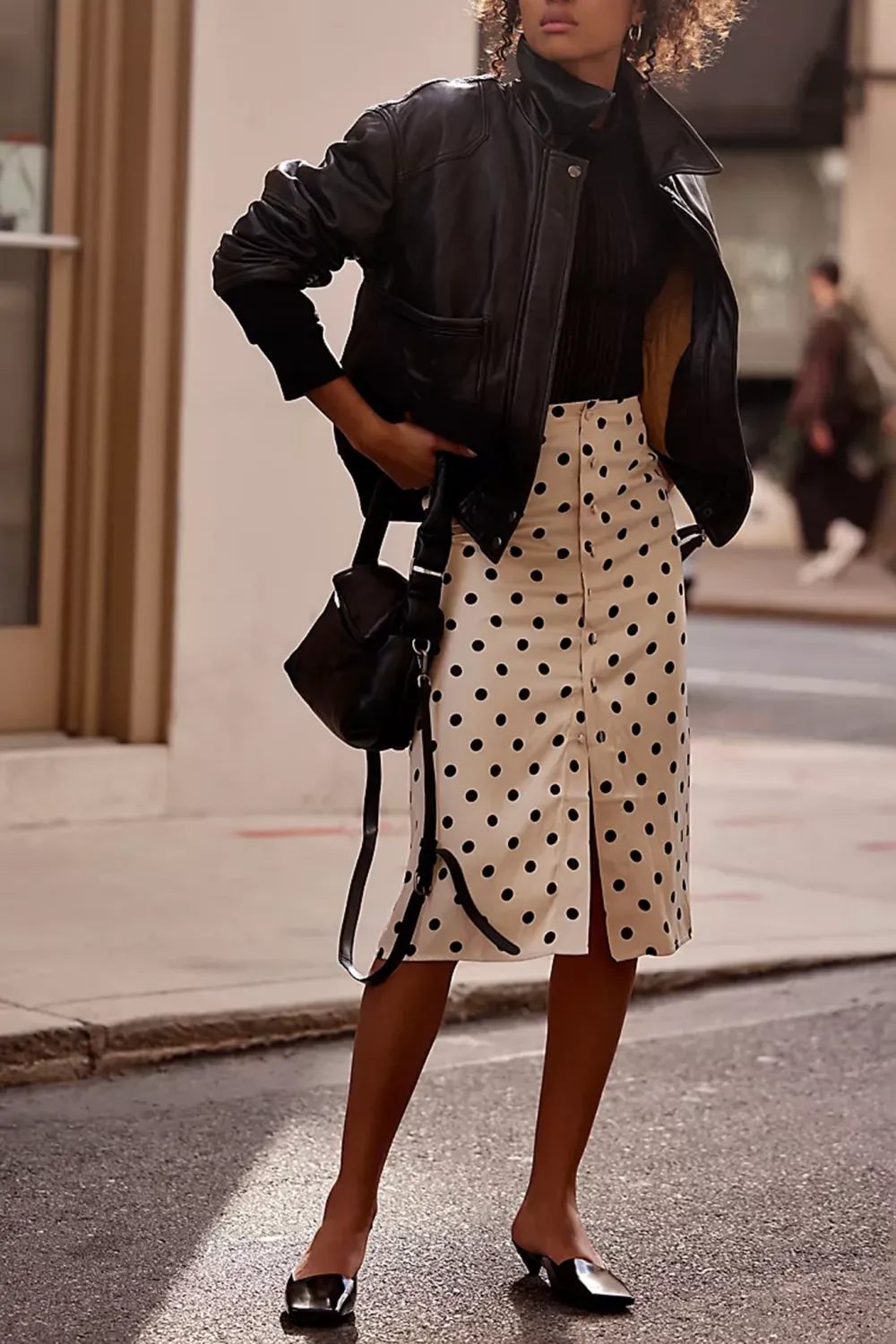 Polka Dot Print Midi Skirt