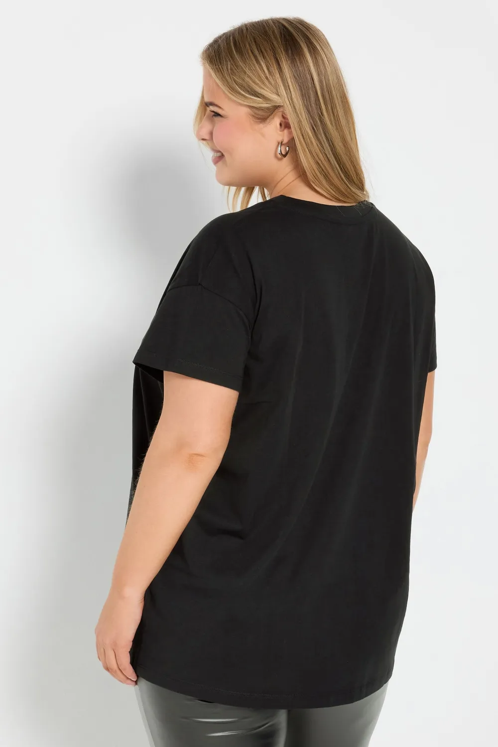 YOURS Curve Black Leopard Bow Sequin Top