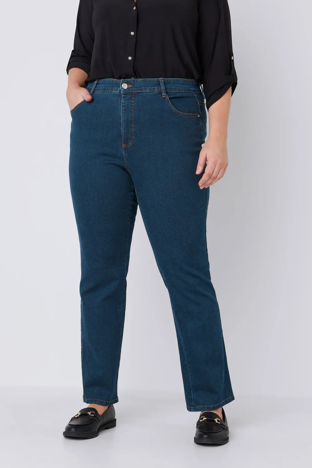EVANS Curve Fit Indigo Straight Leg Jeans