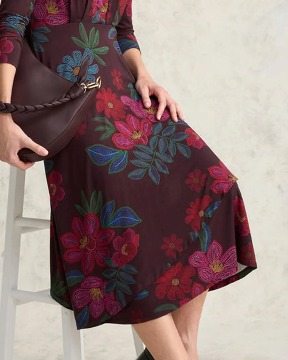 Printed Jersey Midi Dress