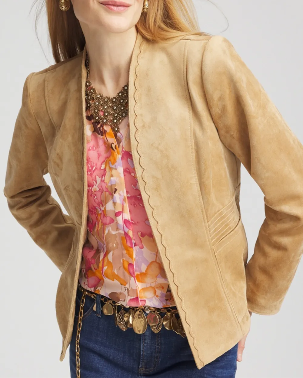 Faux Suede Lace Jacket