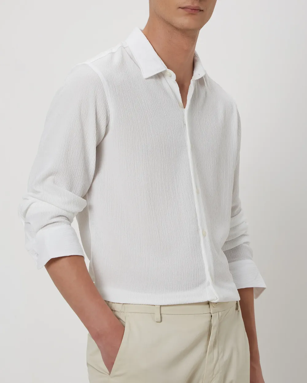 Simple And Soft Slim-Fit Breathable White Shirt