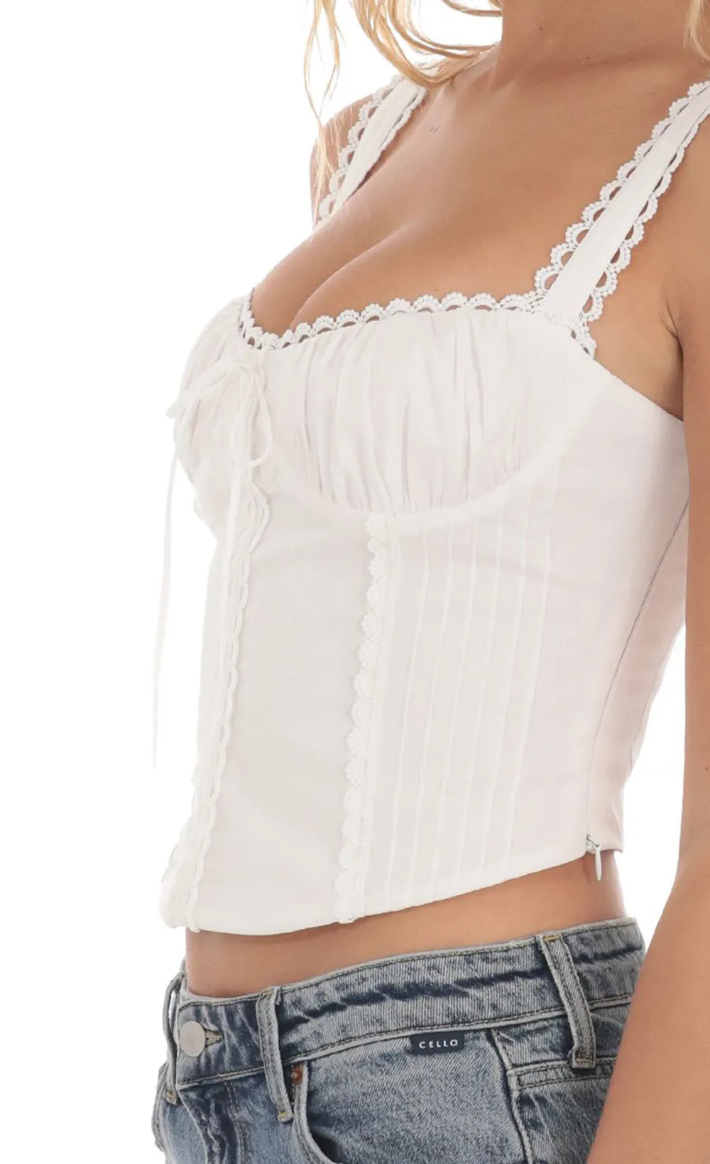 Embroidery Detail Top in White