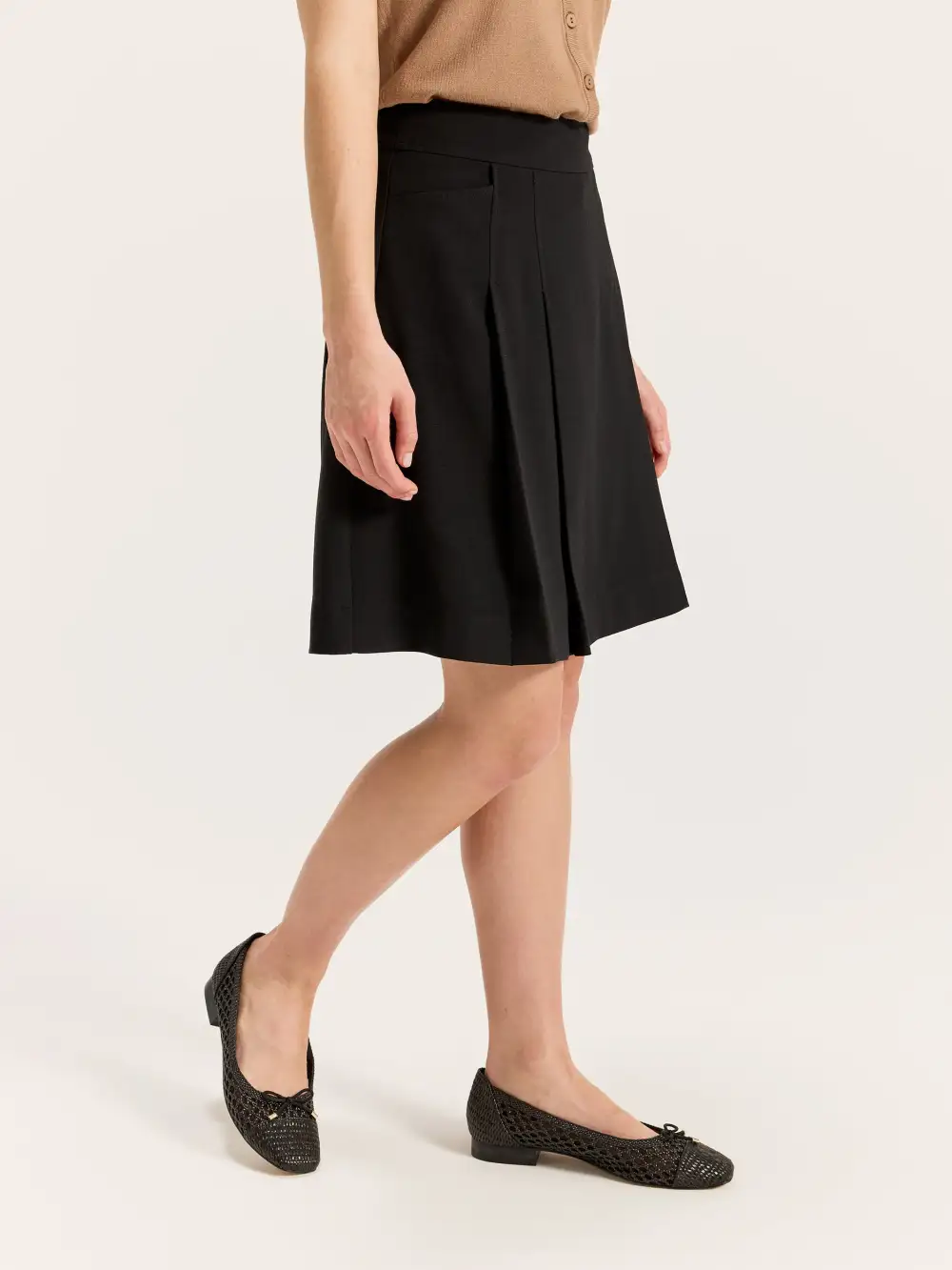 Crepe A-Line Knee Length Flounce Skirts