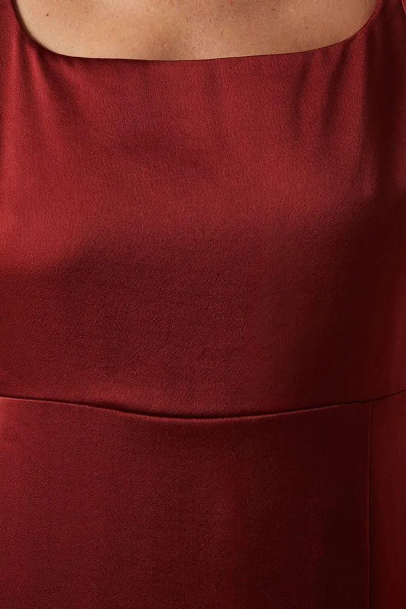 Casual Style Satin Tie Shoulder Dress