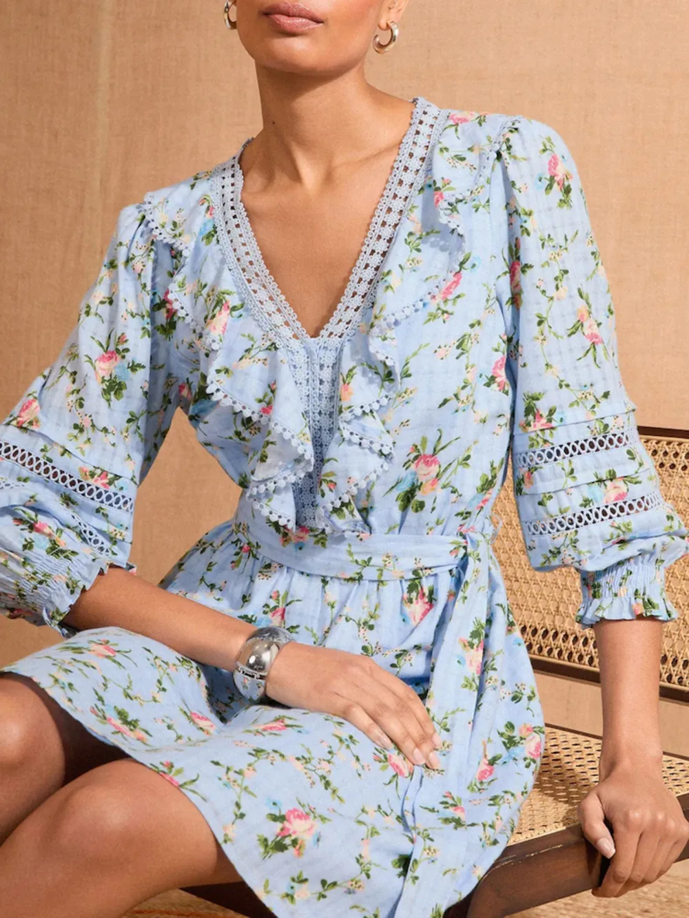 Lady Elegant Slimming V-Neck Floral Dress