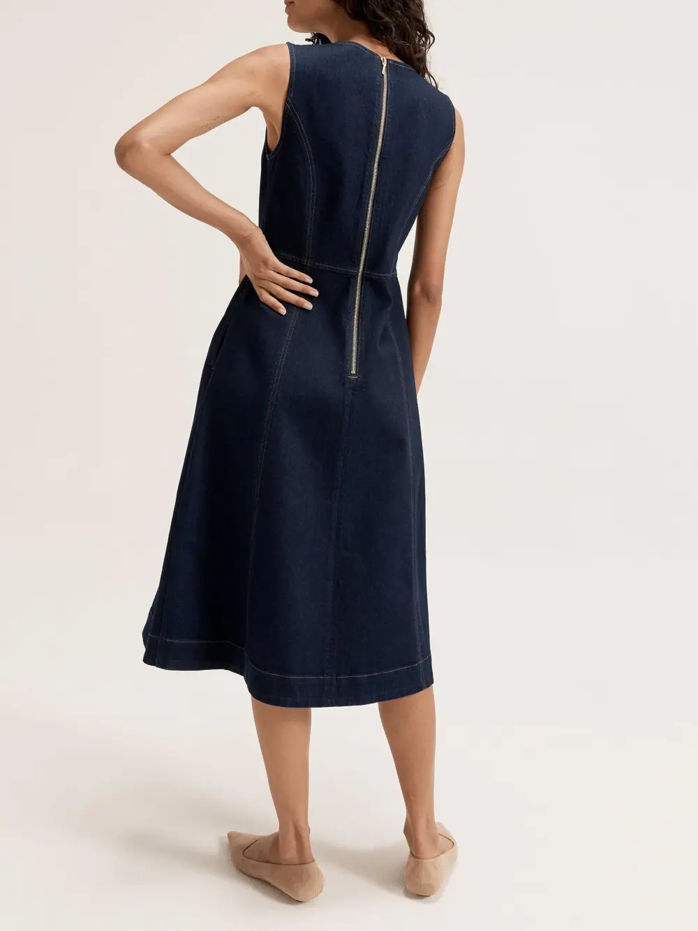 V Neck Sleeveless Denim Dresses