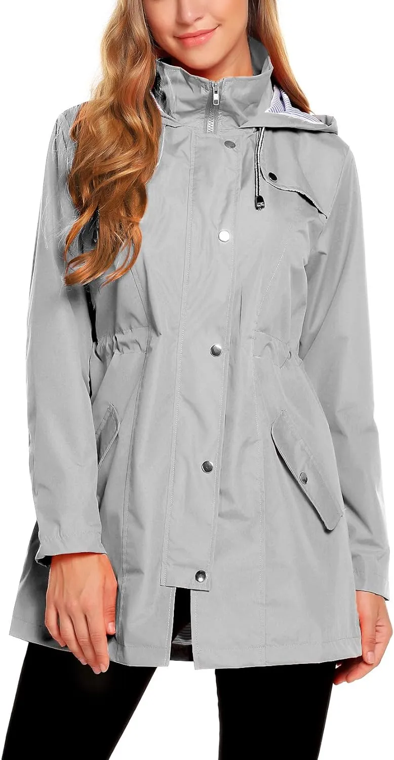 Womens Lightweight Hooded Waterproof Active Outdoor Rain Jacket S-XXL