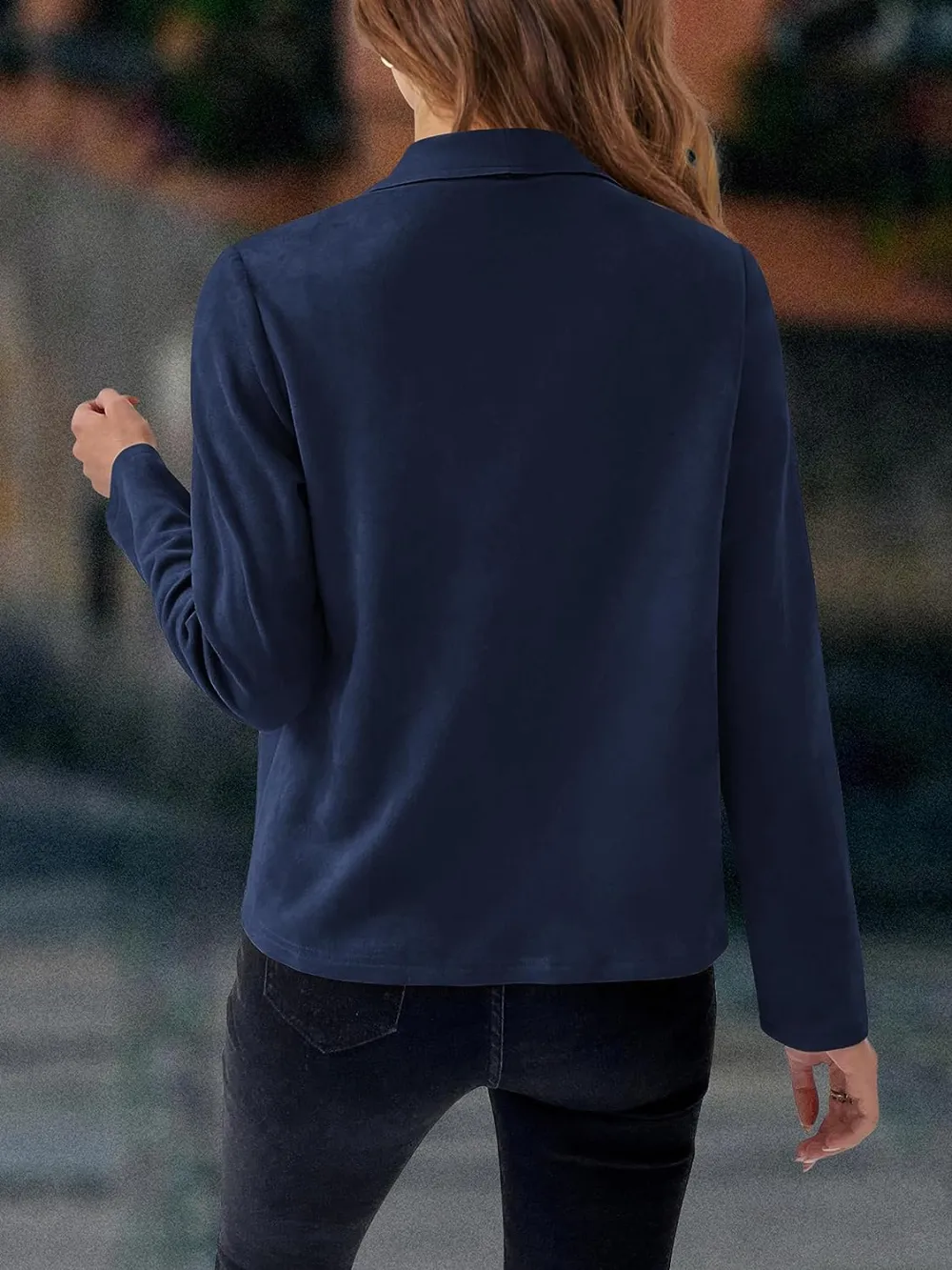 Women's Faux Suede Jackets 2023 Fall Clothes Long Sleeve Open Front Cropped Coat Outwear