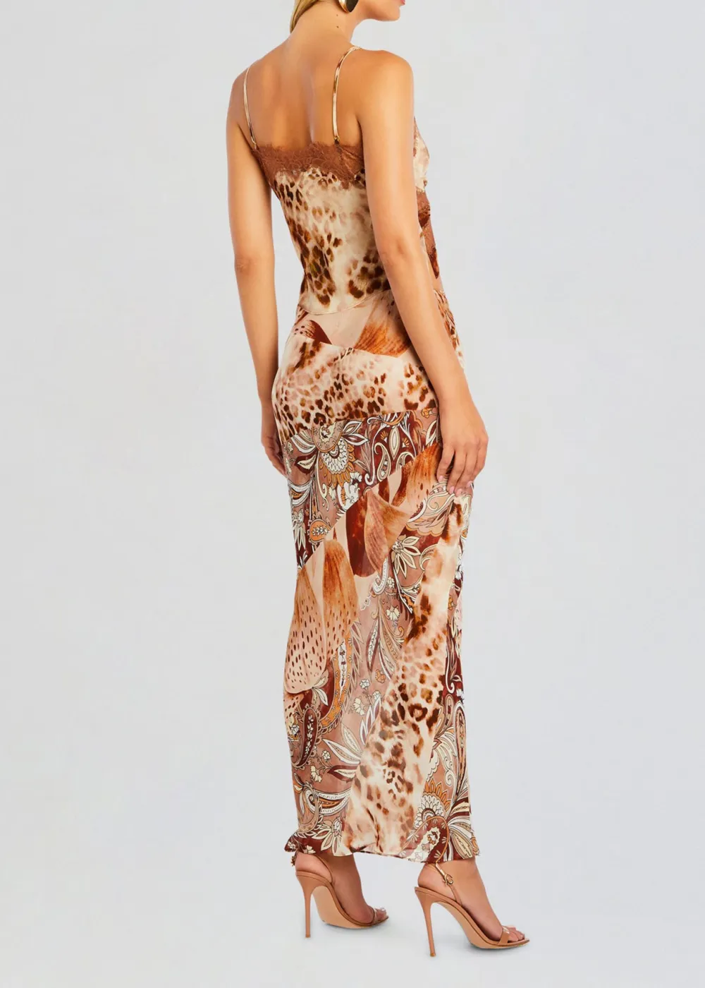 Brown Floral Maxi Skirt