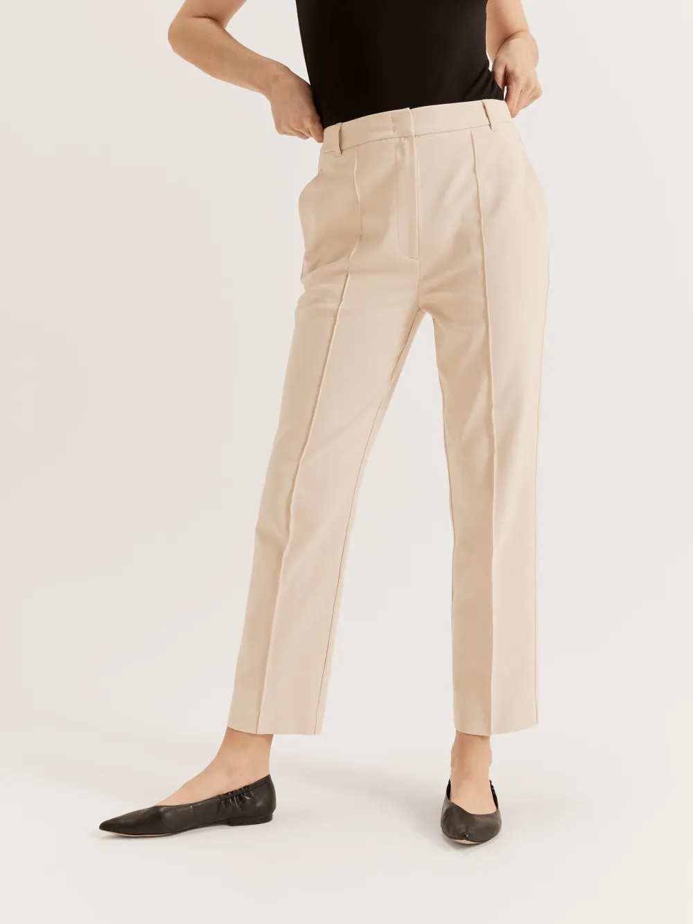 Khaki Tapered Leg Pants
