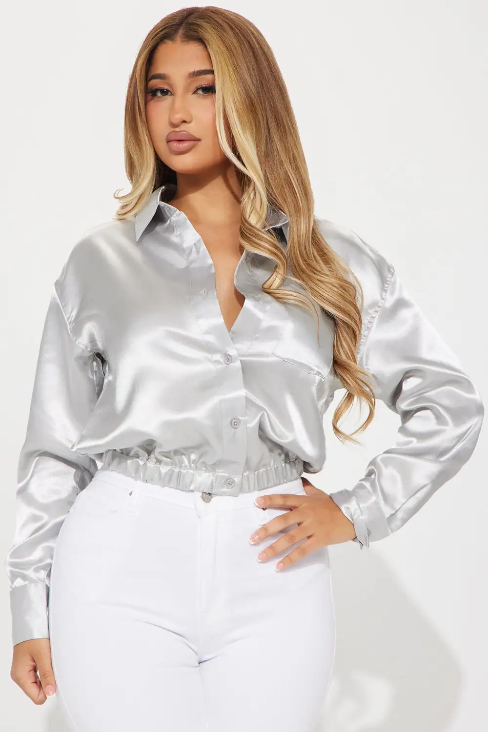 Katana Satin Shirt - Silver
