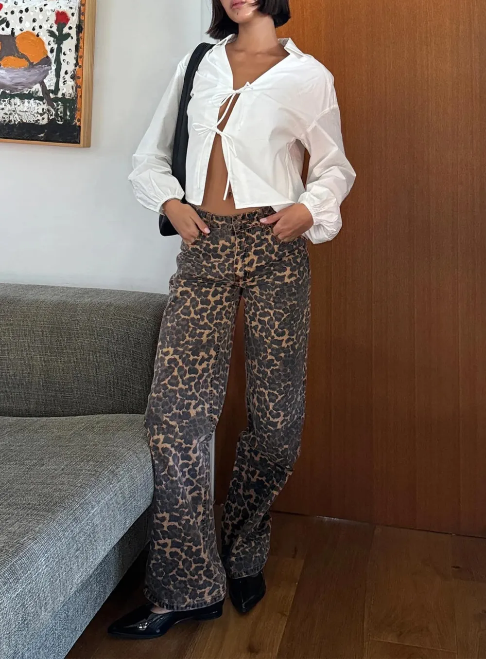 Puff Sleeve Cropped Shirt