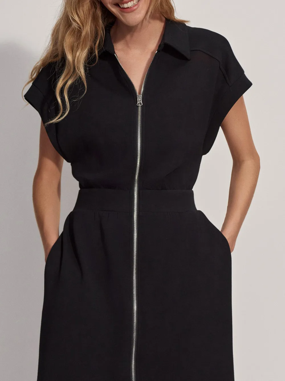Mid-Waist Zip-Through Dress