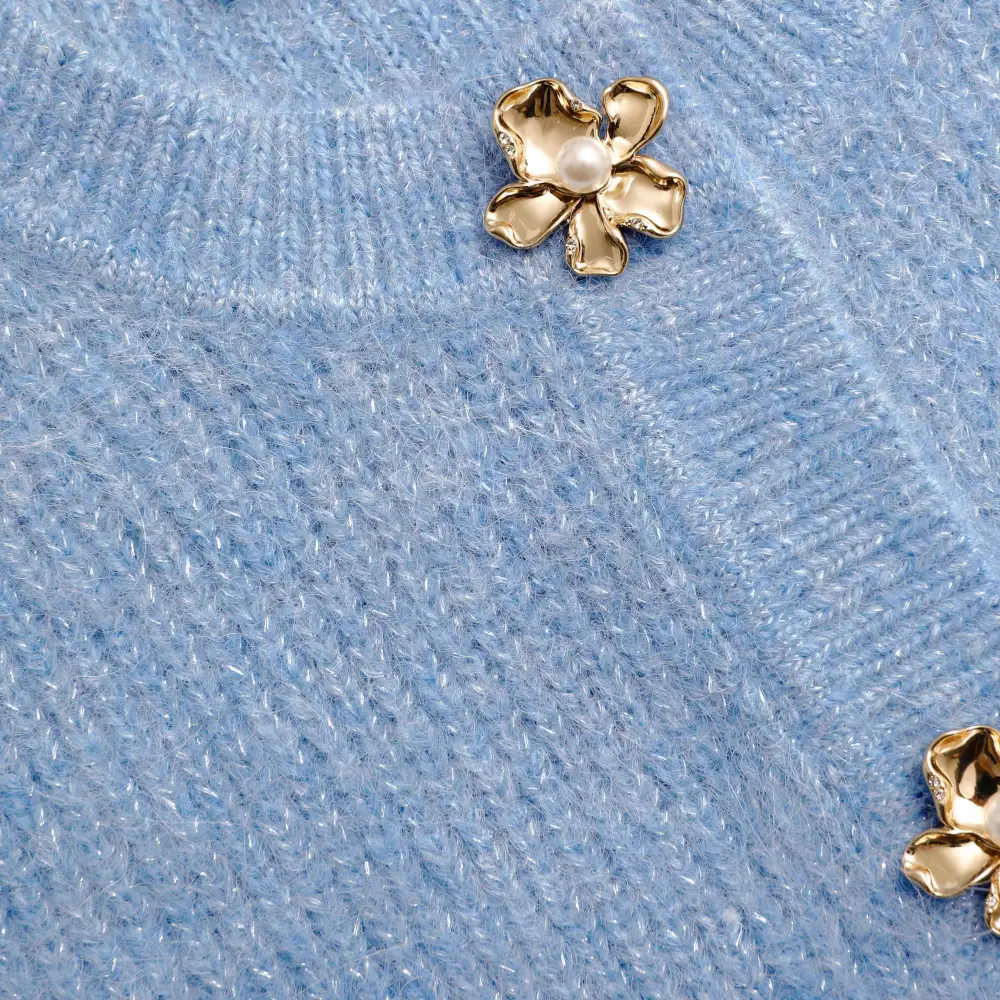 Blue Soft Knit Midi Skirt