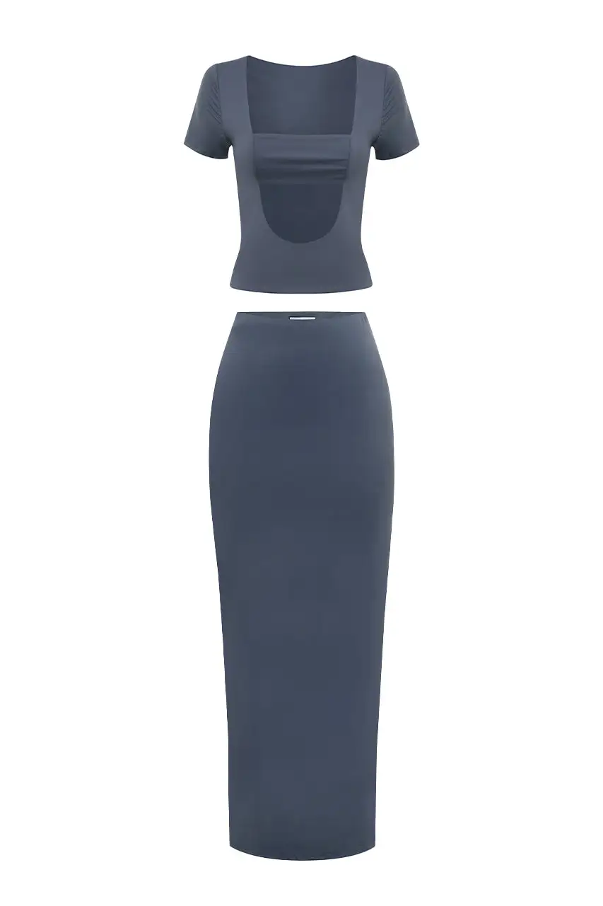 Square Neck Cut Out Short Sleeve Top