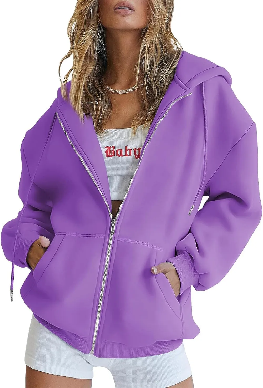 Women's Cute Hoodies Teen Girl Fall Jacket Oversized Sweatshirts Casual Drawstring Zip Up Y2K Hoodie with Pocket