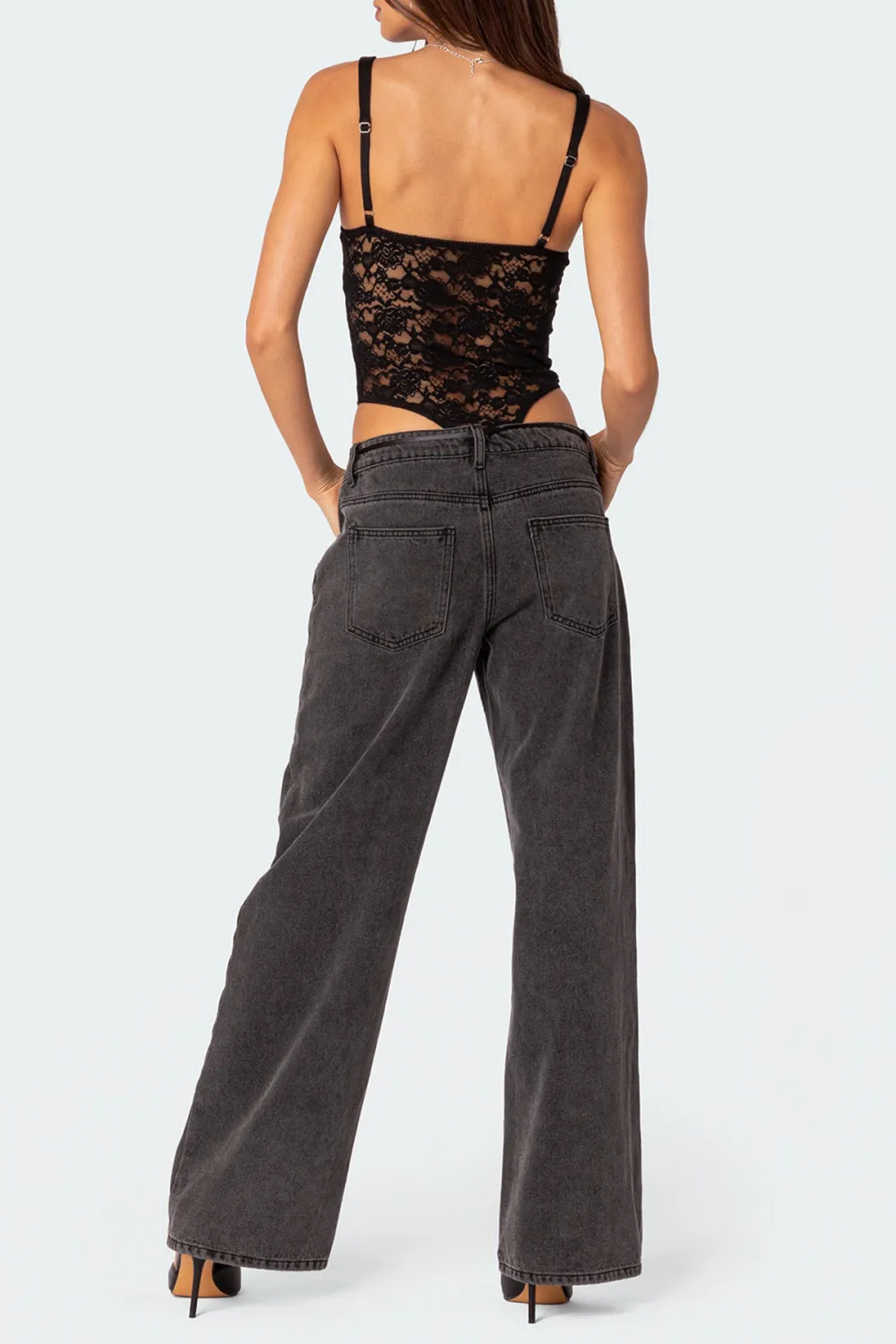 Lace Satin Cupped Bodysuit