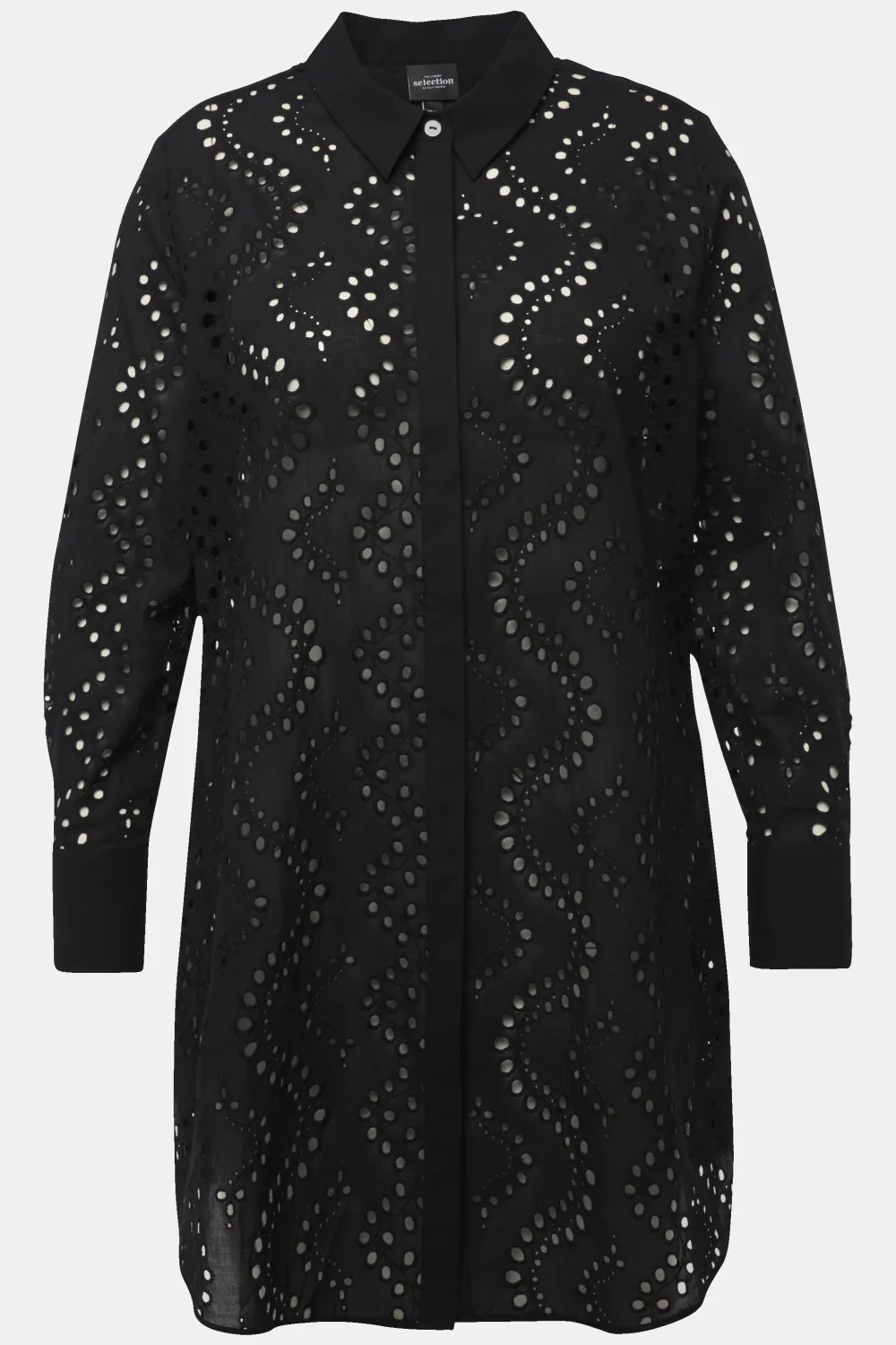 Longbluse, Lochstickerei, Hemdkragen, Langarm