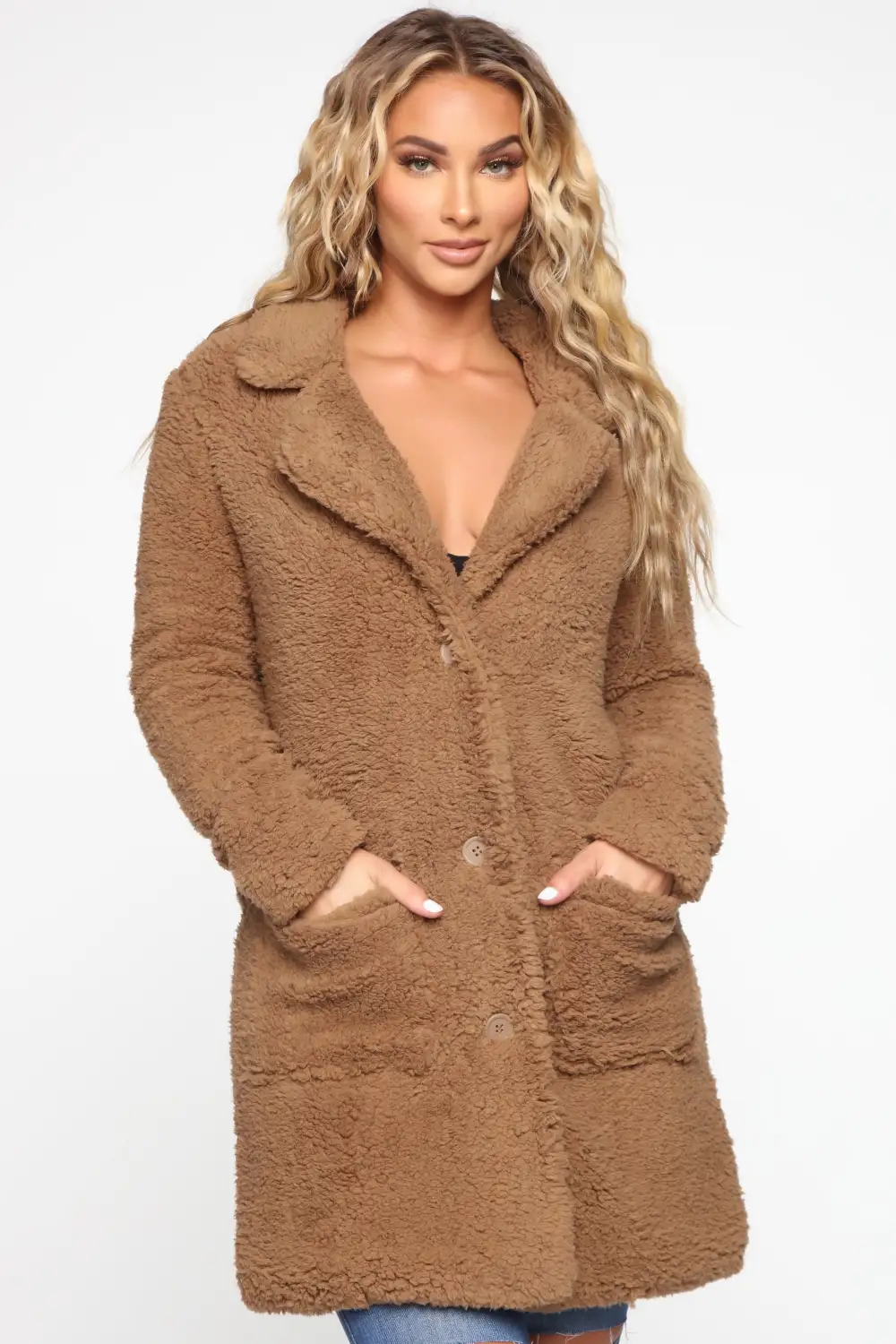 Keep Each Other Warm Sherpa Coat - Mocha