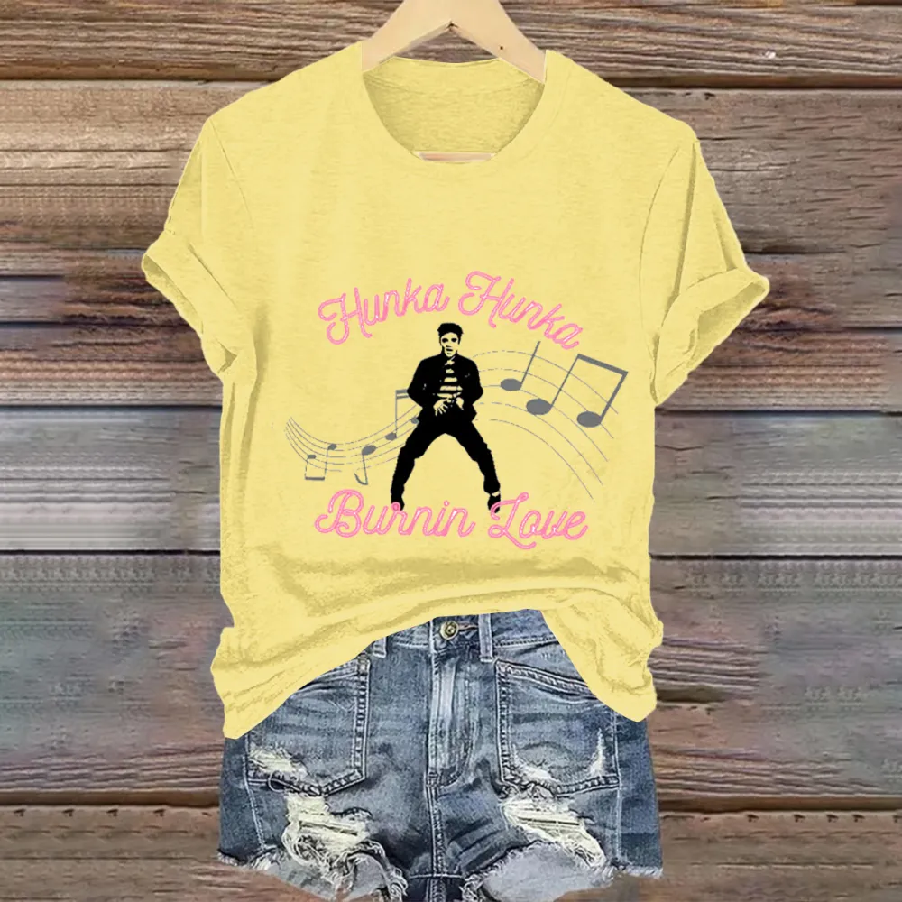 Women's Hunka Hunka Print Short Sleeve Round Neck Cotton T-Shirt