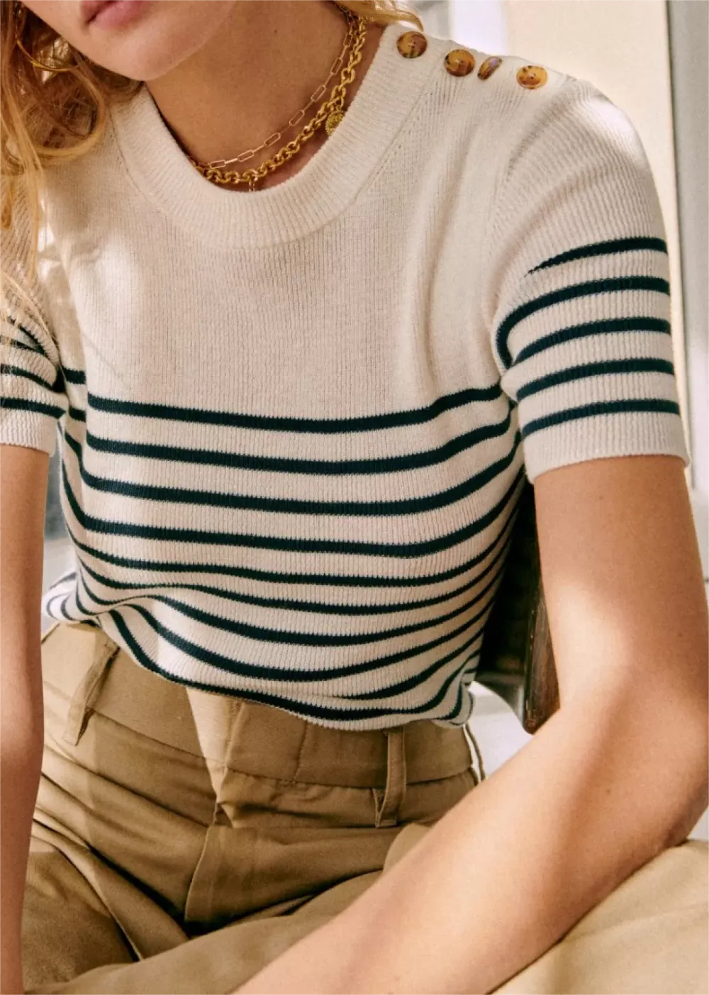 Striped Short Sleeve Knitwear