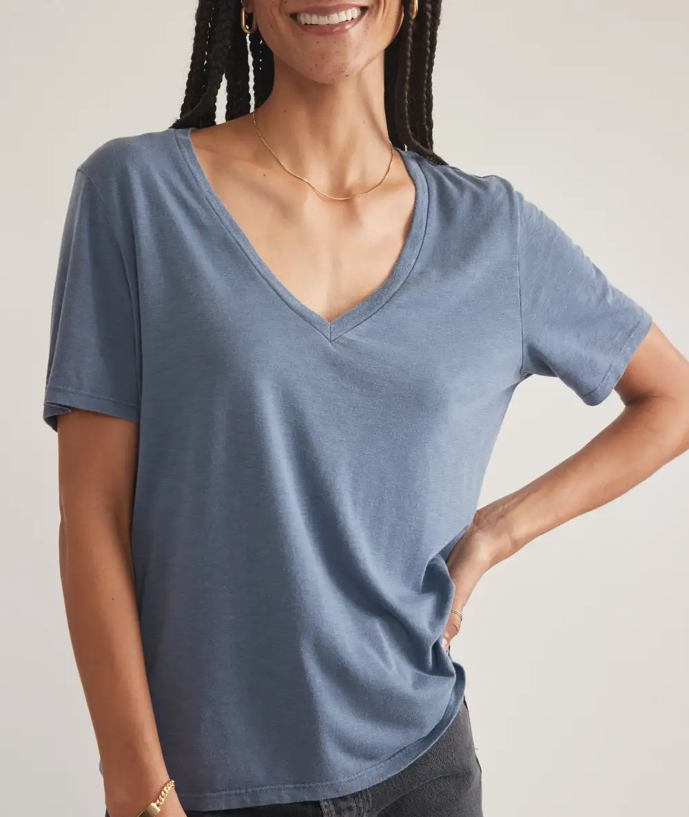 Slouchy Fit V-Neck Cotton Tee