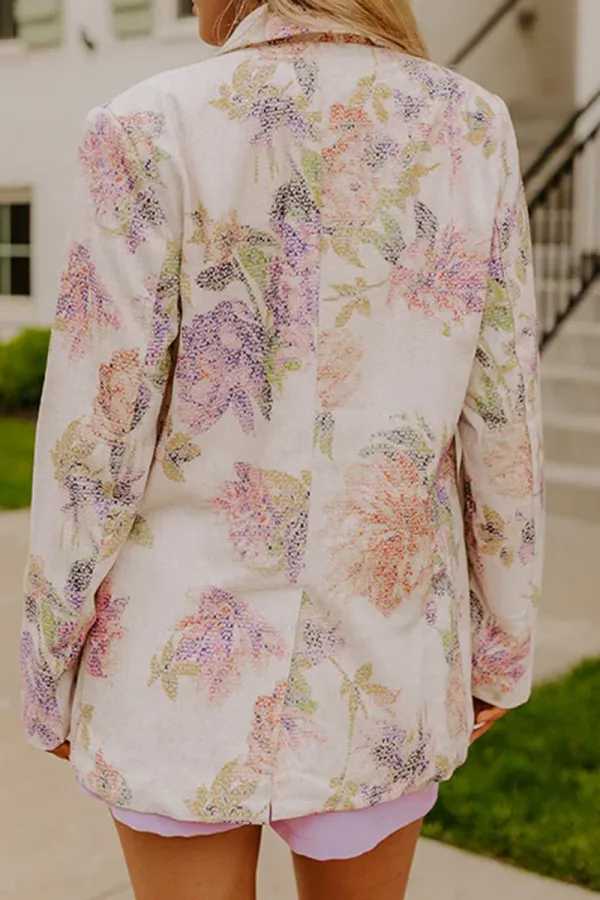 High-End Design Plant Print Suit Jacket