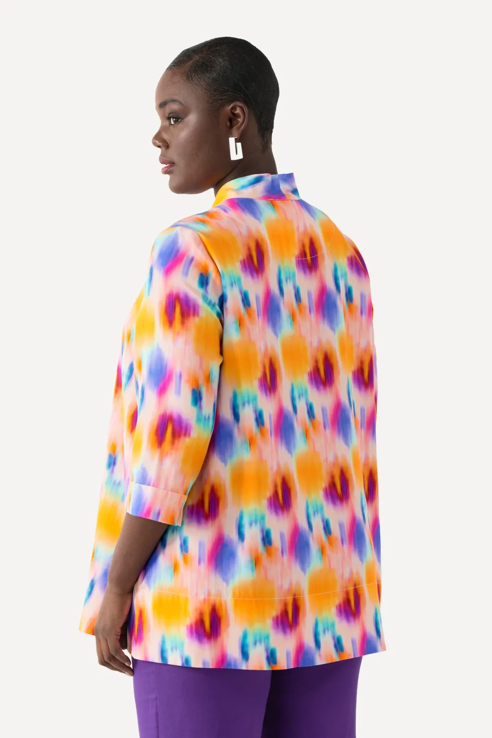 Tunika Lyocell Kelchkragen V-Ausschnitt 3/4-Arm