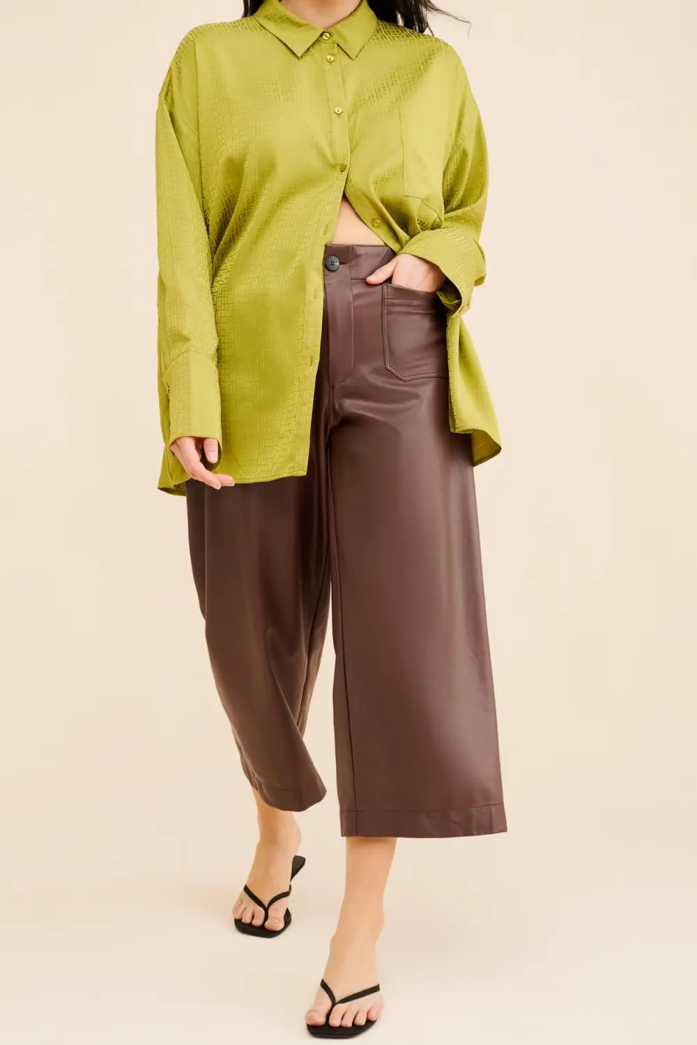 The Colette Cropped Vegan Leather Pants