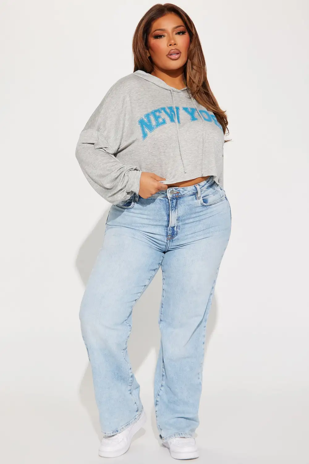 Better In New York Cropped Hoodie - Heather Grey