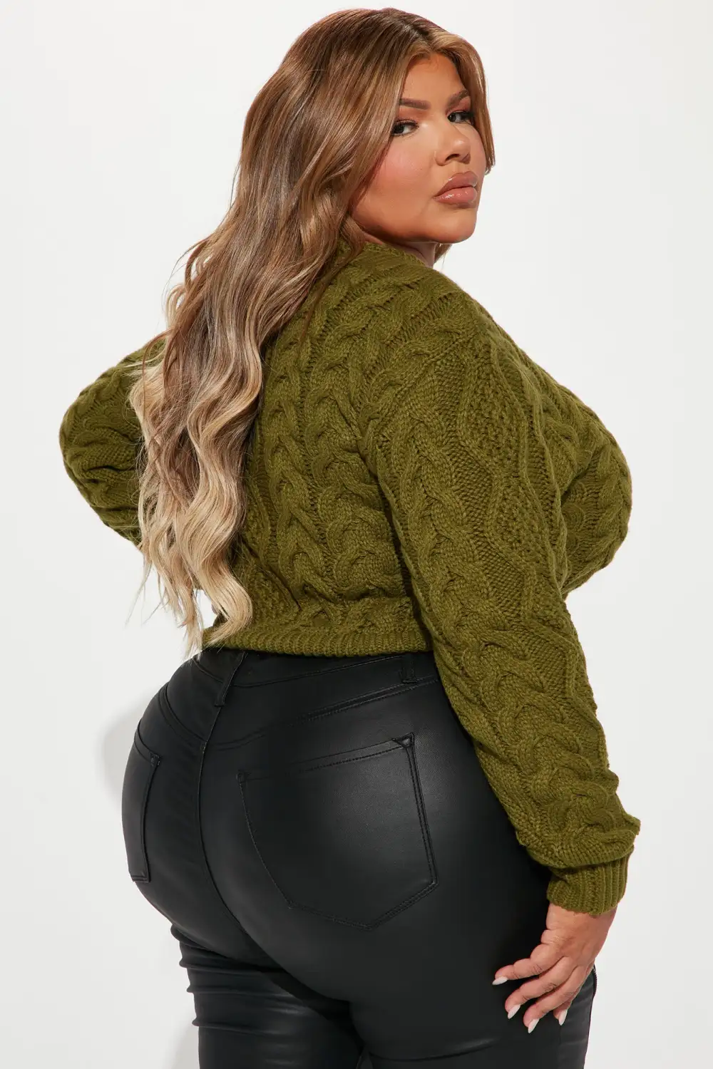 Kelly Cable Knit Sweater - Olive