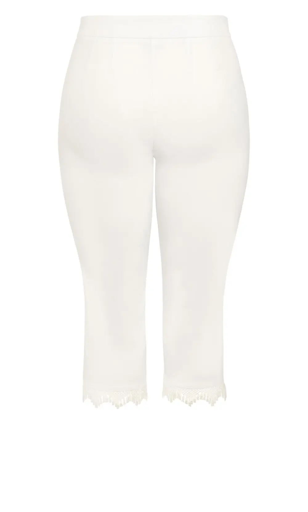 Evans White Lace Trim Cropped Leggings