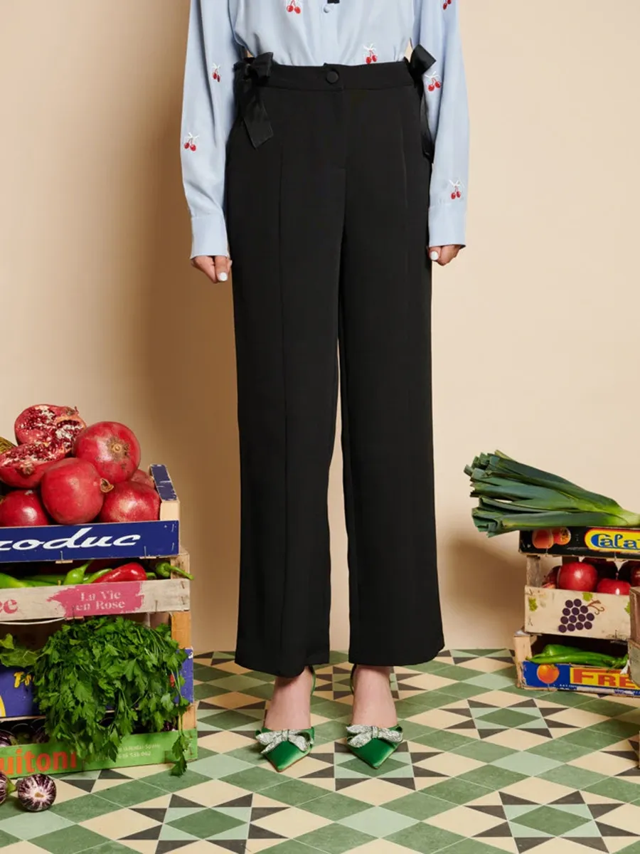 Wide-Leg Bow Trousers